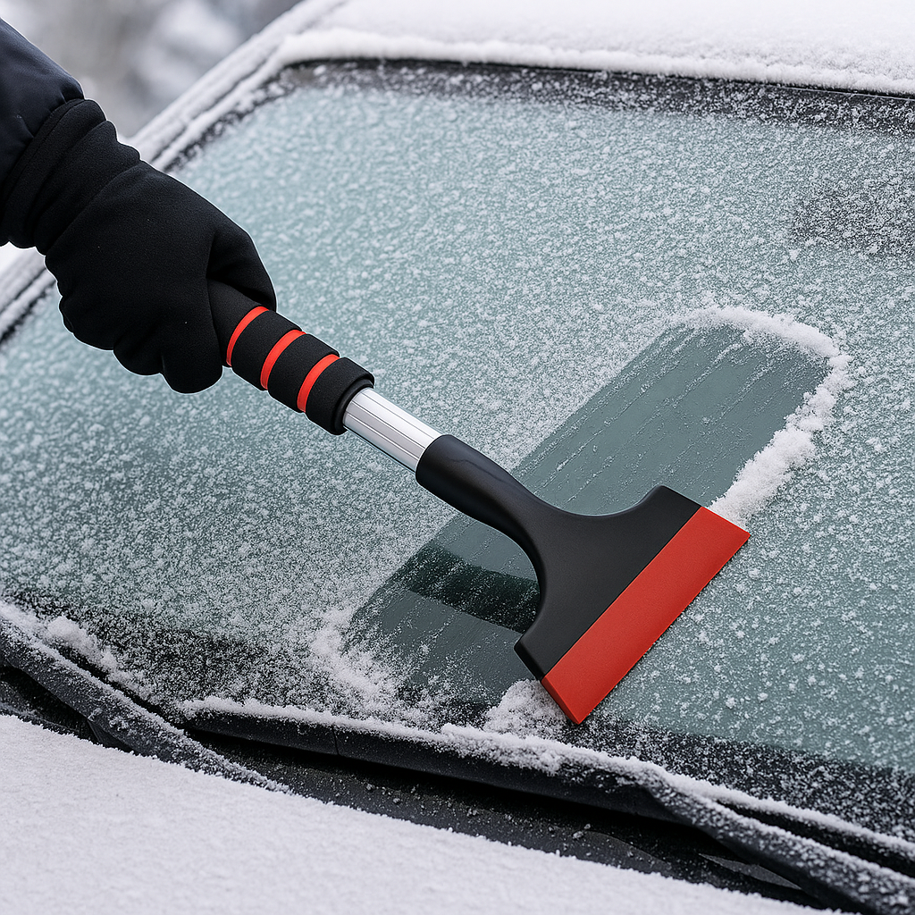 Brosse et grattoir d’hiver pour pare-brise – 2-en-1, anti-givre et neige